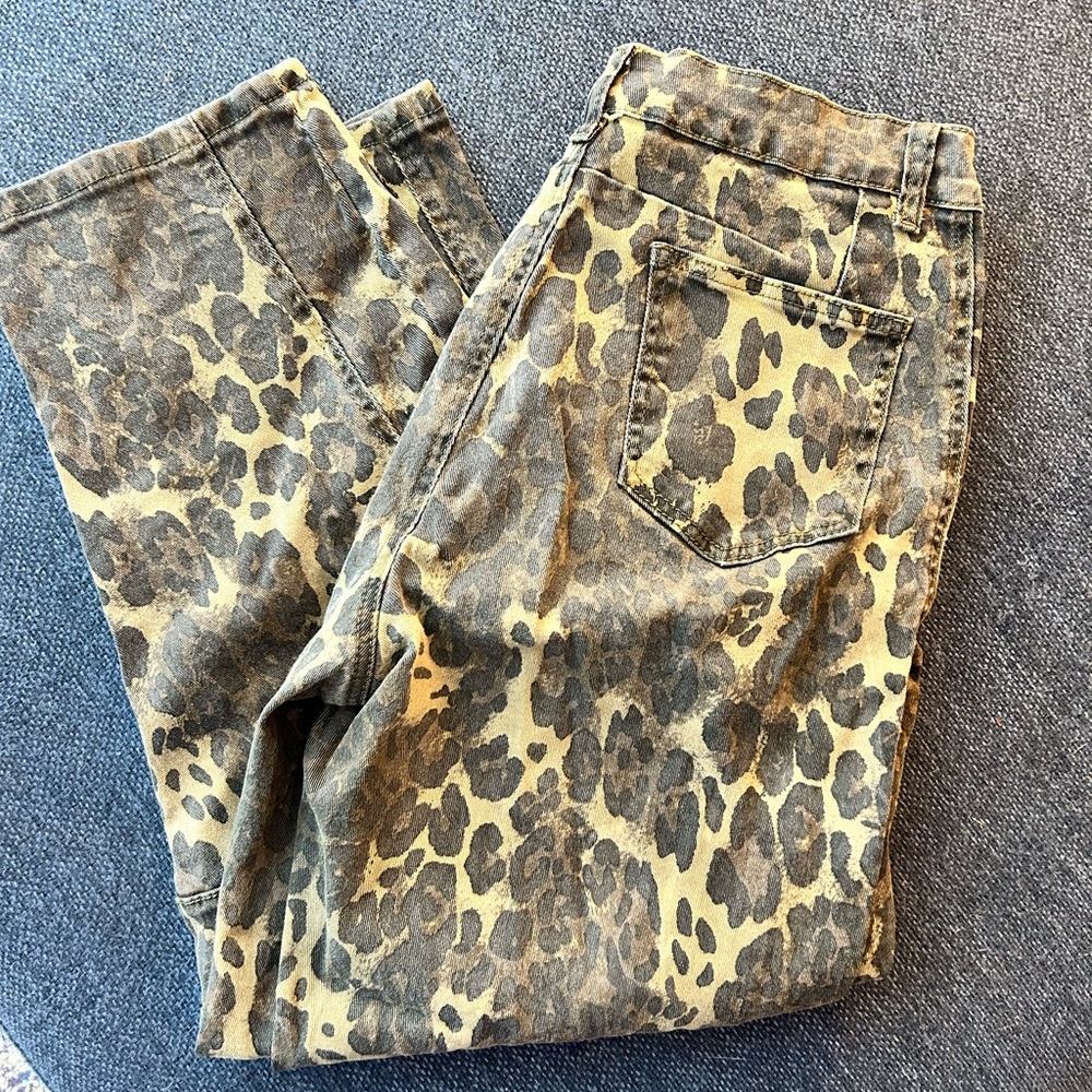 Leopard Print Barrel Pants